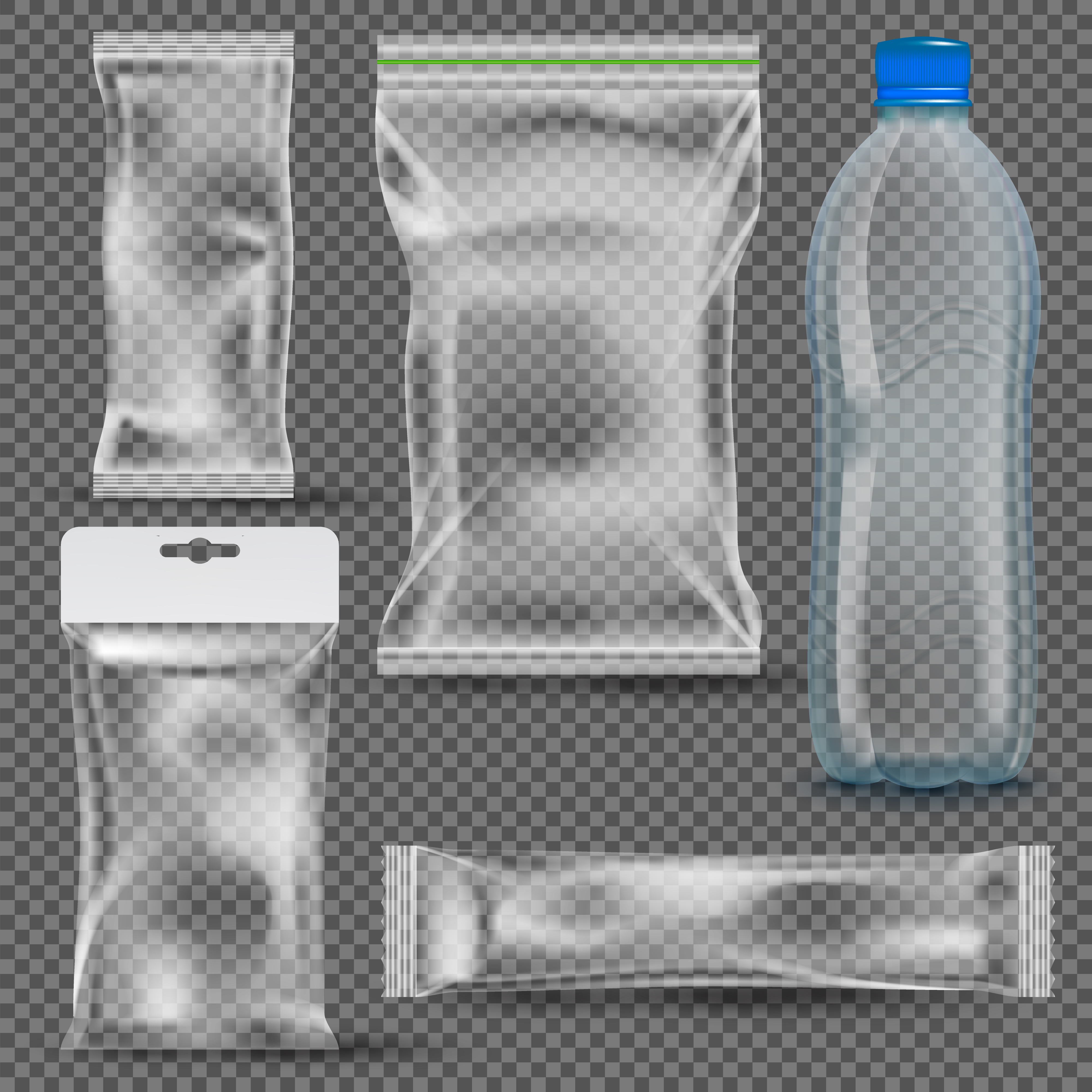 Set Of Transparent Empty Plastic Packaging. EPS10 Vector 370876 Vector