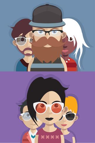 Set of people icons with faces vector