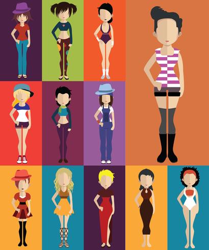 People avatar with full body and torso variations vector