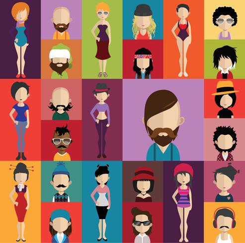 People avatar with full body and torso variations vector