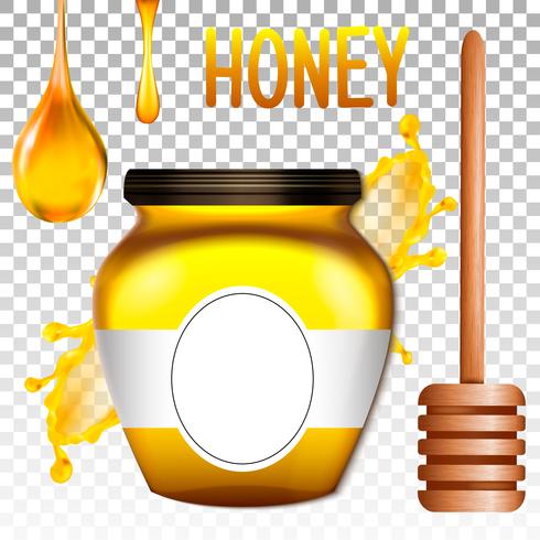 Realistic 3d bank of honey. Vector illustration