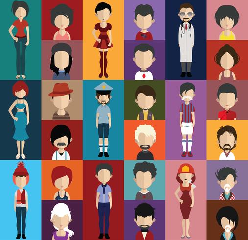 People avatar with full body and torso variations vector