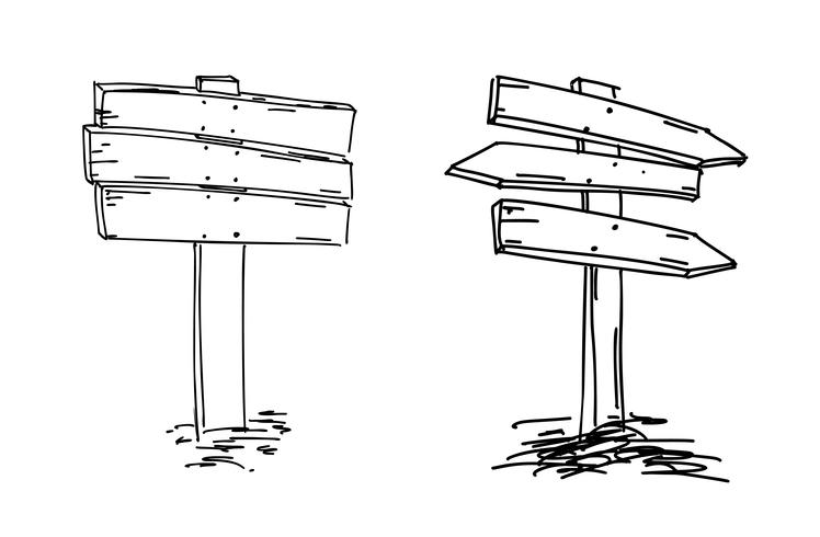 Flechas dobles Boceto dibujado a mano vector