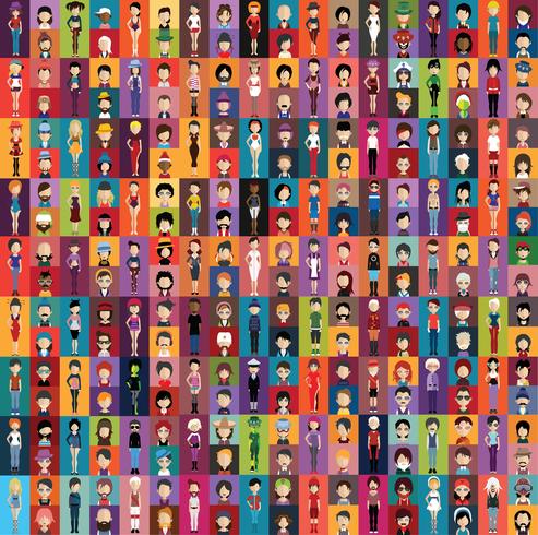 People avatar with full body and torso variations vector