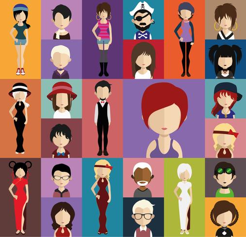 People avatar with full body and torso variations vector