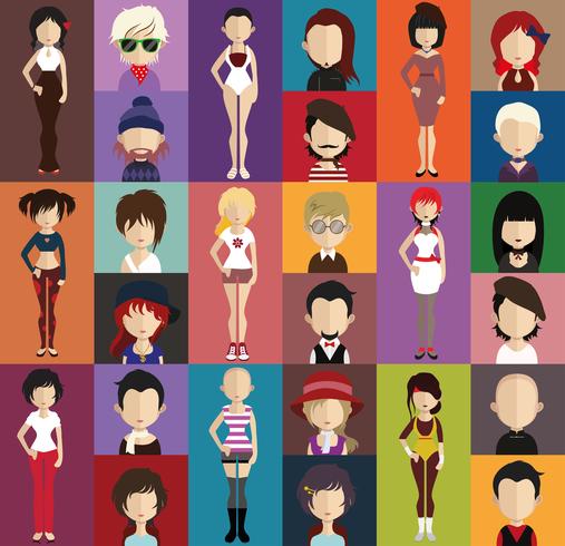 People avatar with full body and torso variations vector