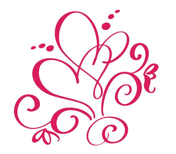 Día de San Valentín del vector de los corazones del vintage de la caligrafía del flourish