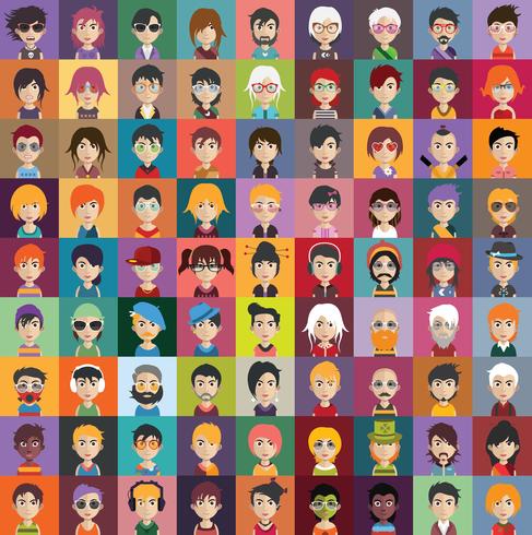 Set of people icons with faces vector