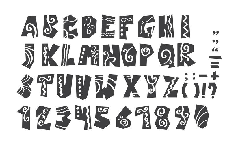 Grunge full alphabet and numerals vector illustration