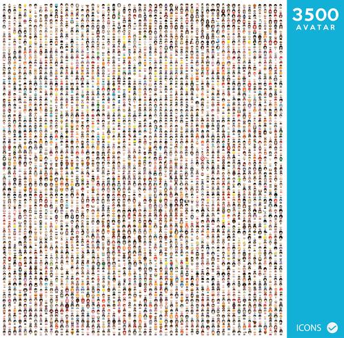 Set of people icons with faces vector