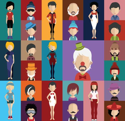 People avatar with full body and torso variations vector