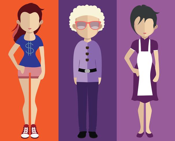 People avatar with full body and torso variations vector