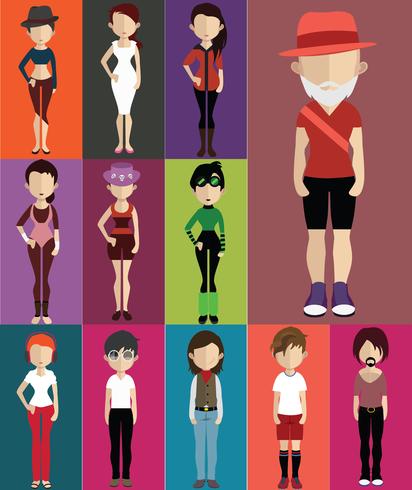 People avatar with full body and torso variations vector