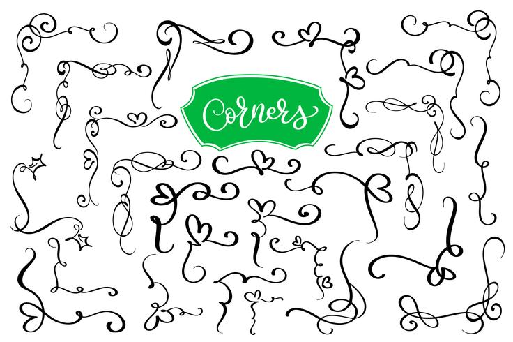 Hand drawn swirl and flourish corners vector