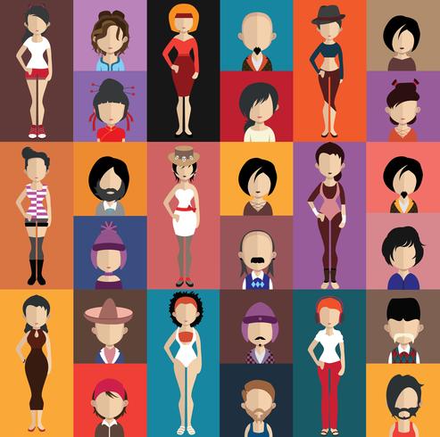 Avatar de personas con variaciones de cuerpo y torso. vector