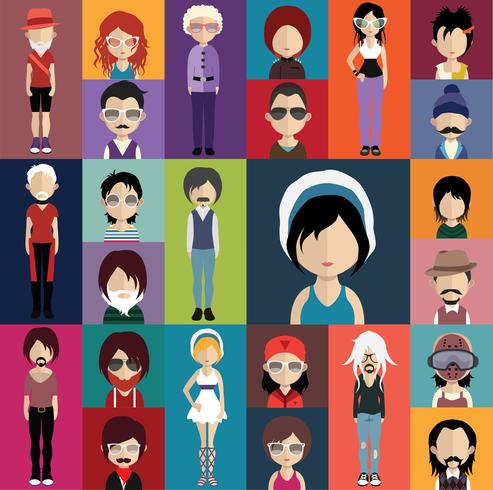 People avatar with full body and torso variations vector