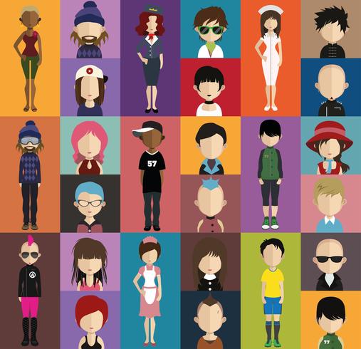 People avatar with full body and torso variations vector