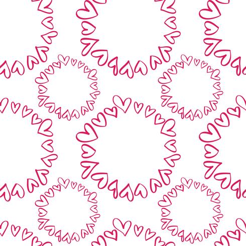 Seamless pattern with hand painted Valentine love and heart vector