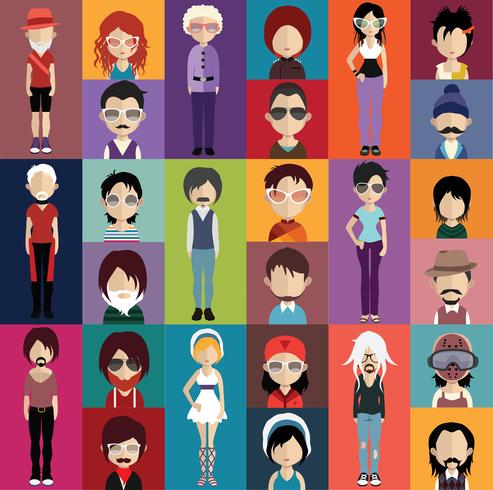 People avatar with full body and torso variations vector