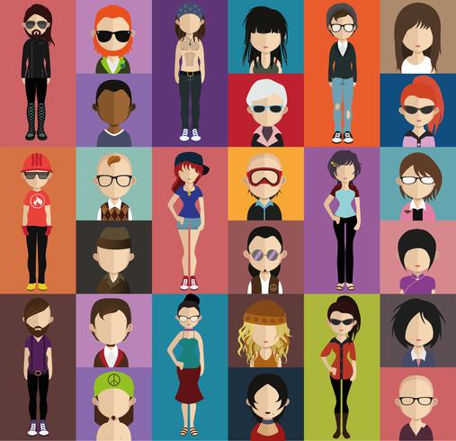 People avatar with full body and torso variations vector