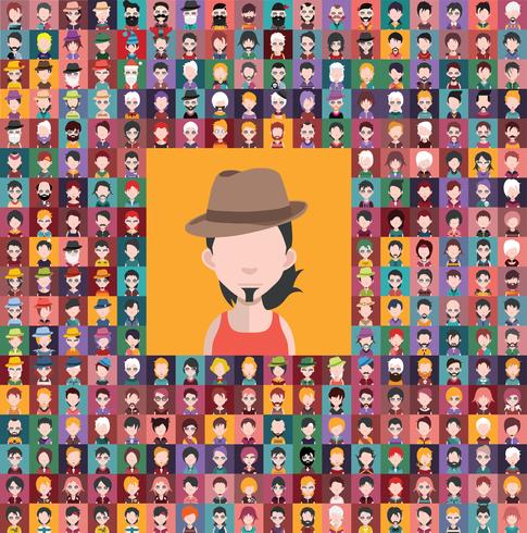 Conjunto de iconos de personas con caras vector