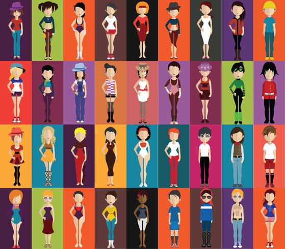 People avatar with full body and torso variations vector