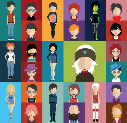 People avatar with full body and torso variations vector