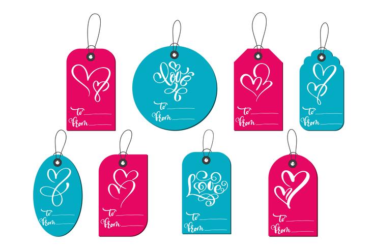 Tarjetas y tarjetas de regalo para el día de San Valentín. vector