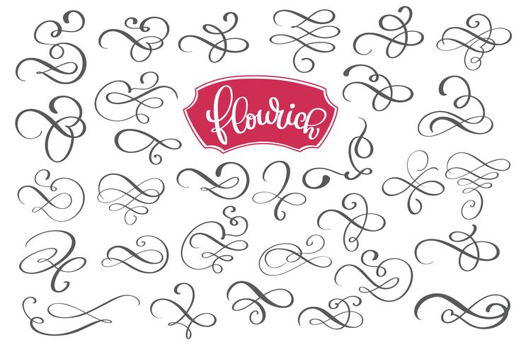 Flourich elementos de diseño caligráfico y decoración de página. vector