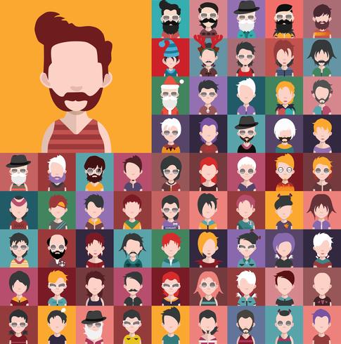 Set of people icons with faces vector