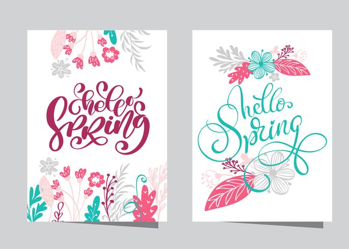 Hand drawn lettering hello Spring  vector