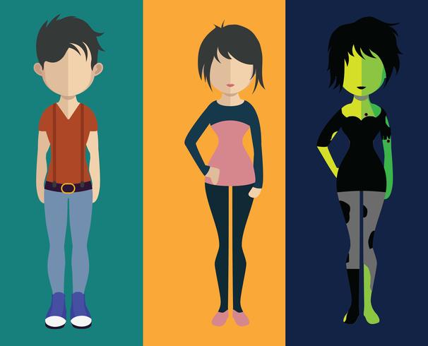 People avatar with full body and torso variations vector