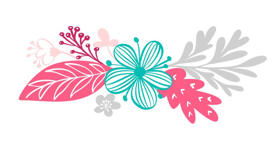 bouquet flowers and floral elements  vector