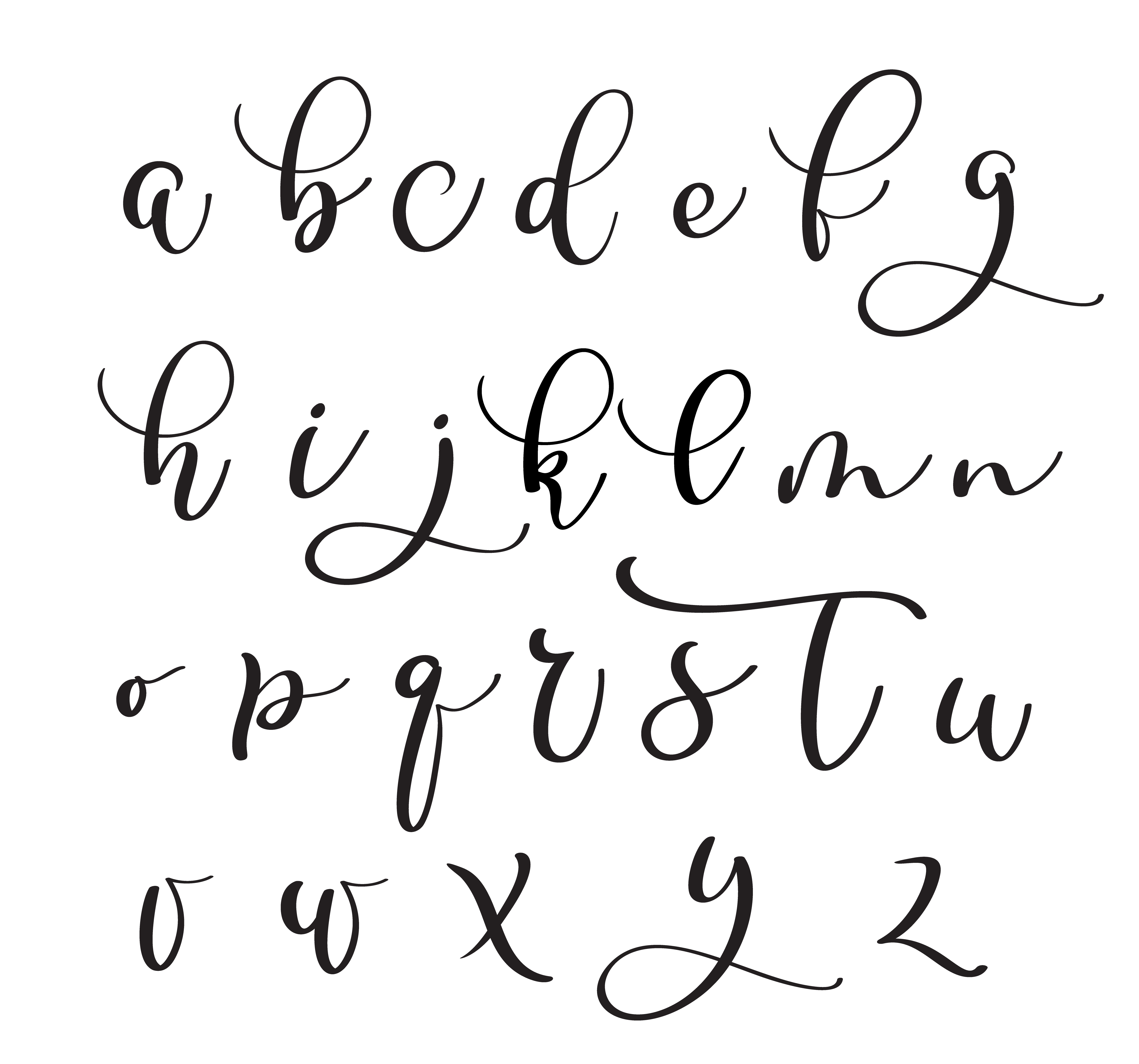 Brushpen Alphabet Modern Calligraphy Handwritten Letters Vector