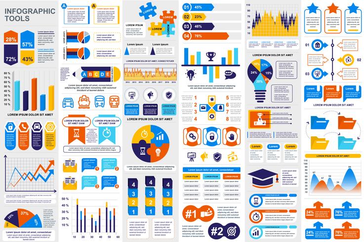 Plantilla de diseño de vector de visualización de datos de elementos de infografía