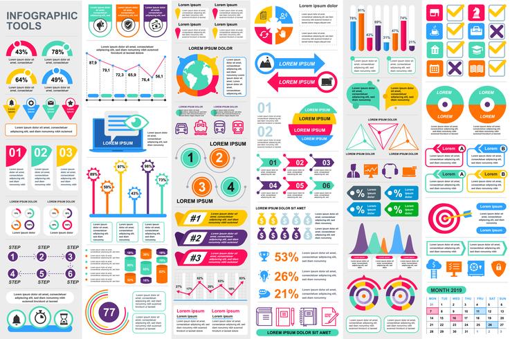 Plantilla de diseño de vector de visualización de datos de elementos de infografía