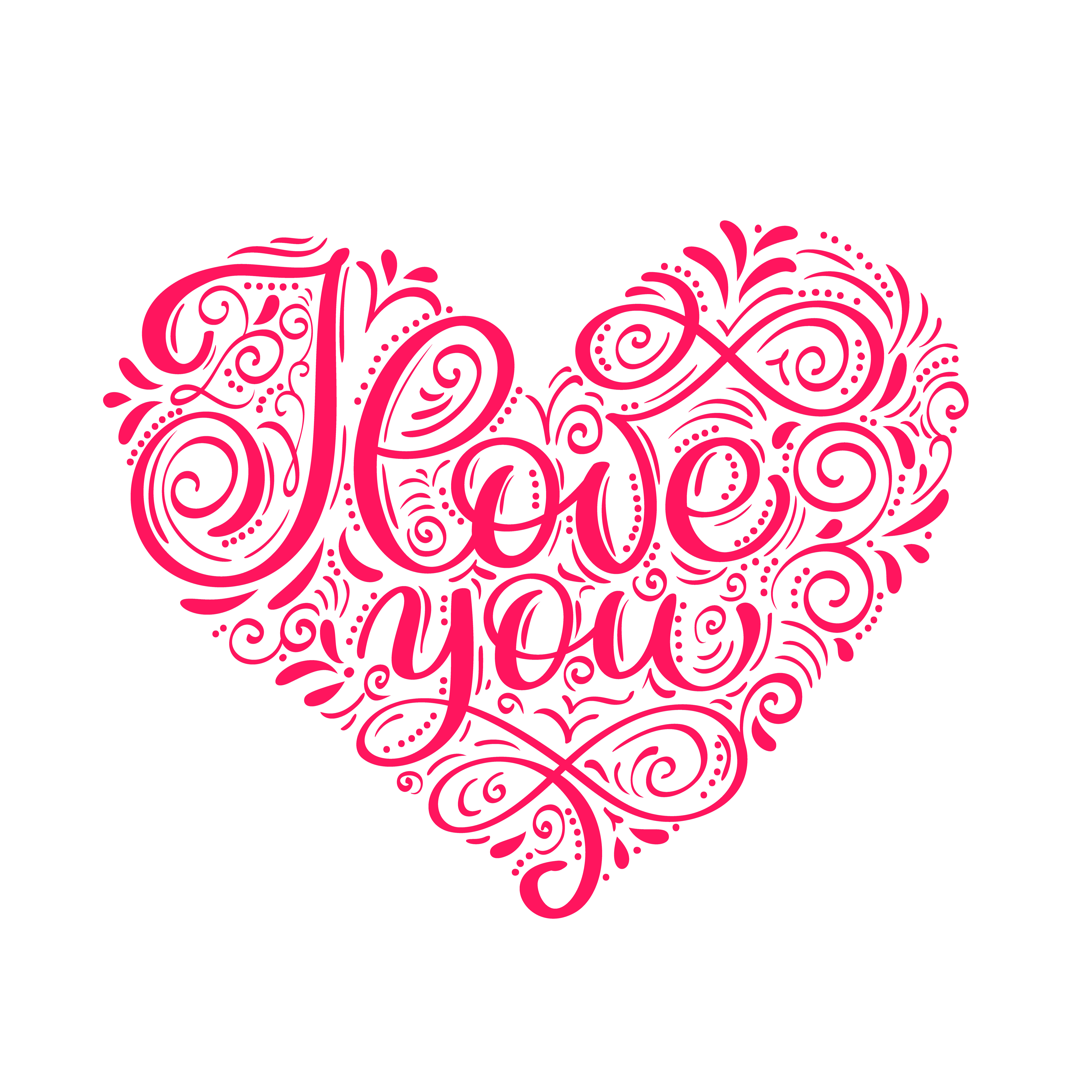 I love you text in heart. Valentines day calligraphy ...