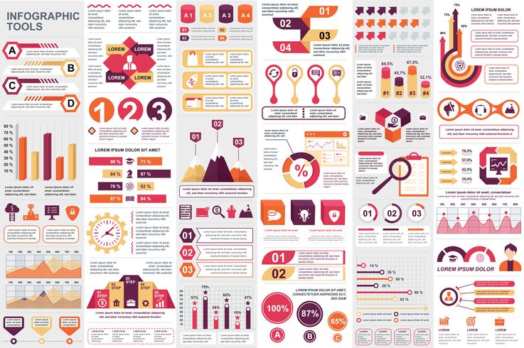 Plantilla de diseño de vector de visualización de datos de elementos de infografía