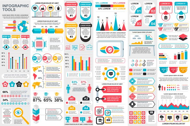 Plantilla de diseño de vector de visualización de datos de elementos de infografía