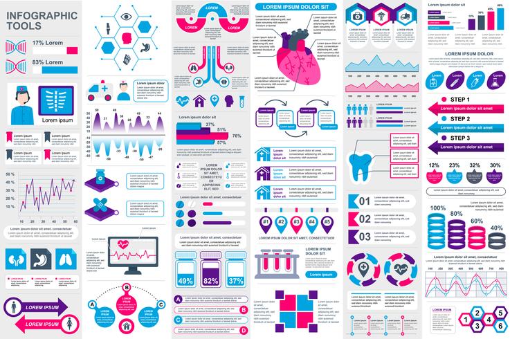 Medical infographic elements data visualization vector design template