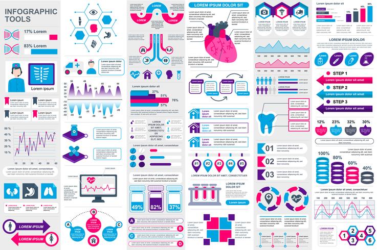 Infografía médica elementos de visualización de datos vector diseño de plantilla