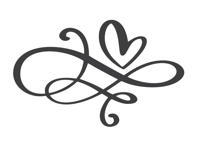 Heart love flourish sign forever vector