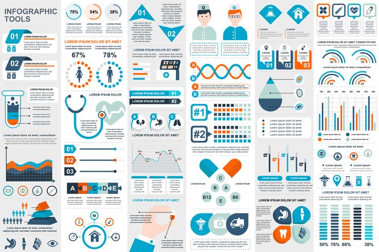 Infografía médica elementos de visualización de datos vector diseño de plantilla