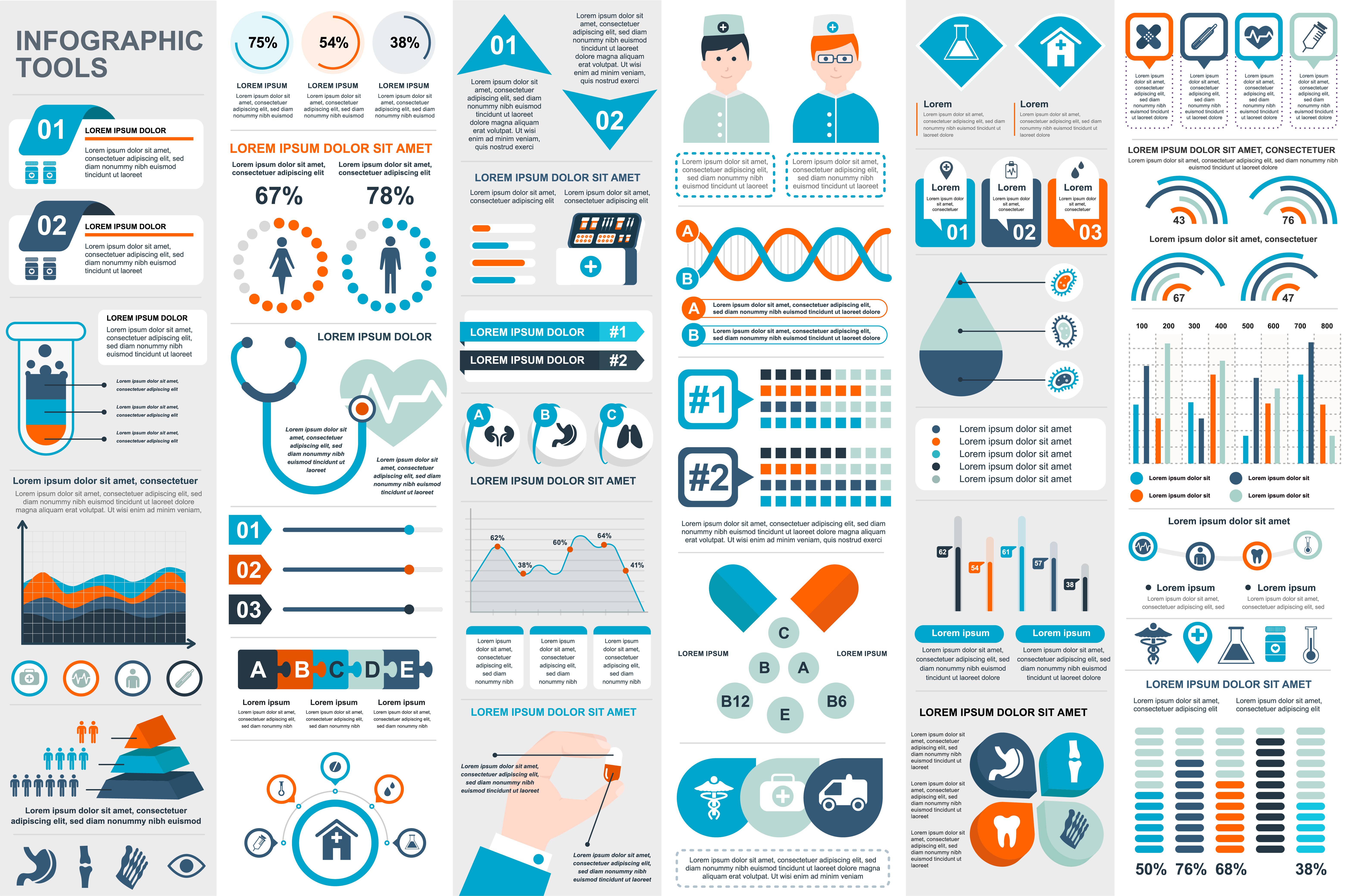 medical infographic elements data visualization vector sketch infographic template