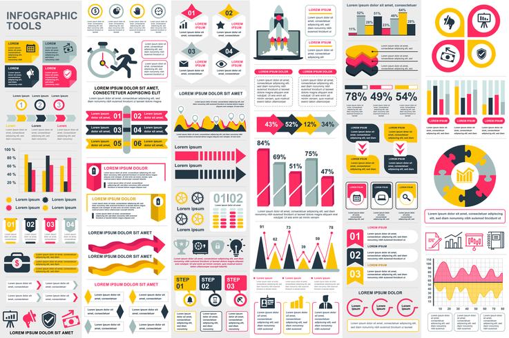 Plantilla de diseño de vector de visualización de datos de elementos de infografía