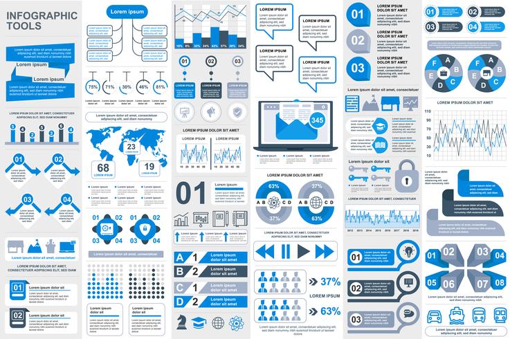 Plantilla de diseño de vector de visualización de datos de elementos de infografía