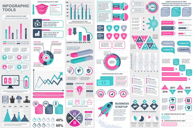 Plantilla de diseño de vector de visualización de datos de elementos de infografía