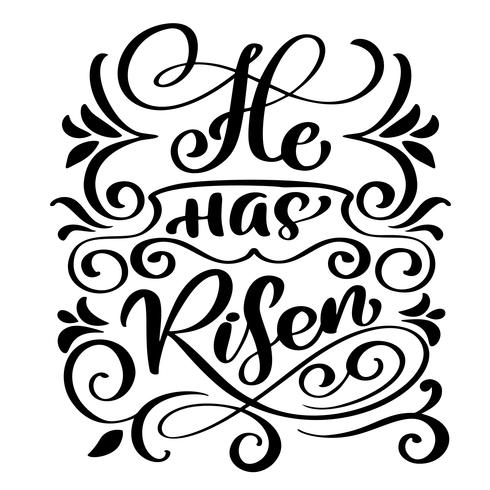 Hand drawn He has Risen text on white background vector