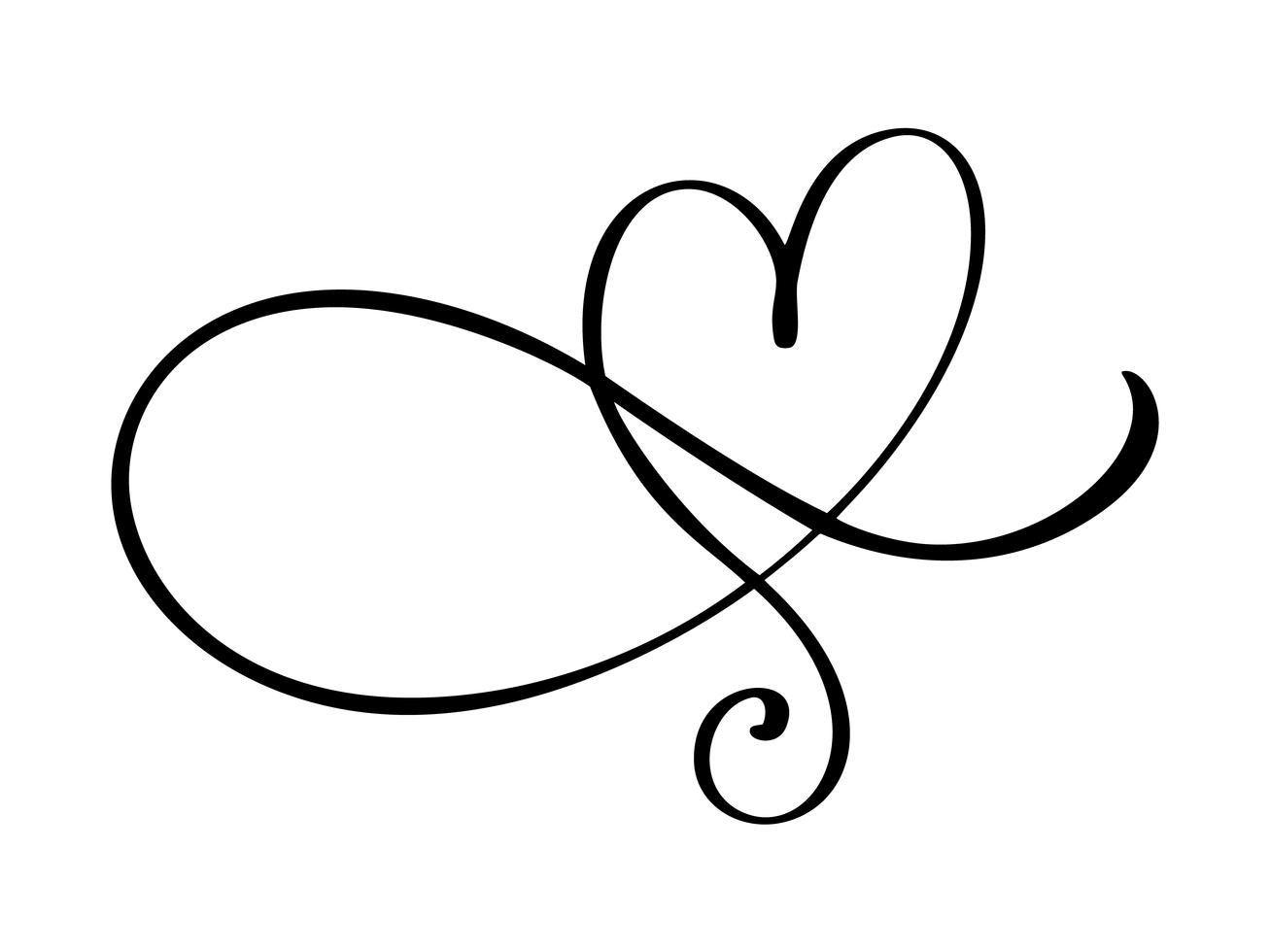 Herz Liebe Schnörkel Zeichen. Romantisches Symbol verbunden, verbinden