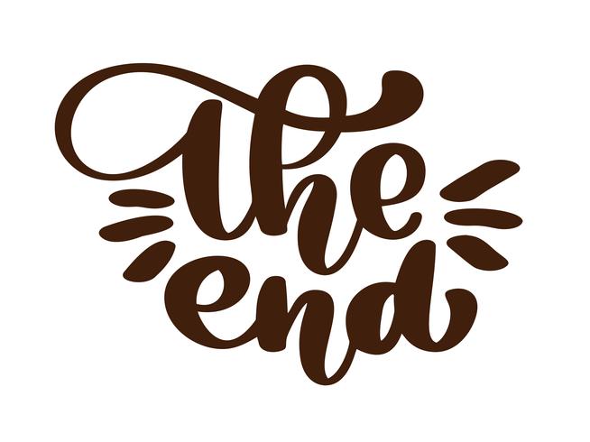 handdrawing The End Vector text lettering phrase, ornamental movie ending typography Illustration design for holiday greeting card and for photo overlays, t-shirt print, flyer, poster design